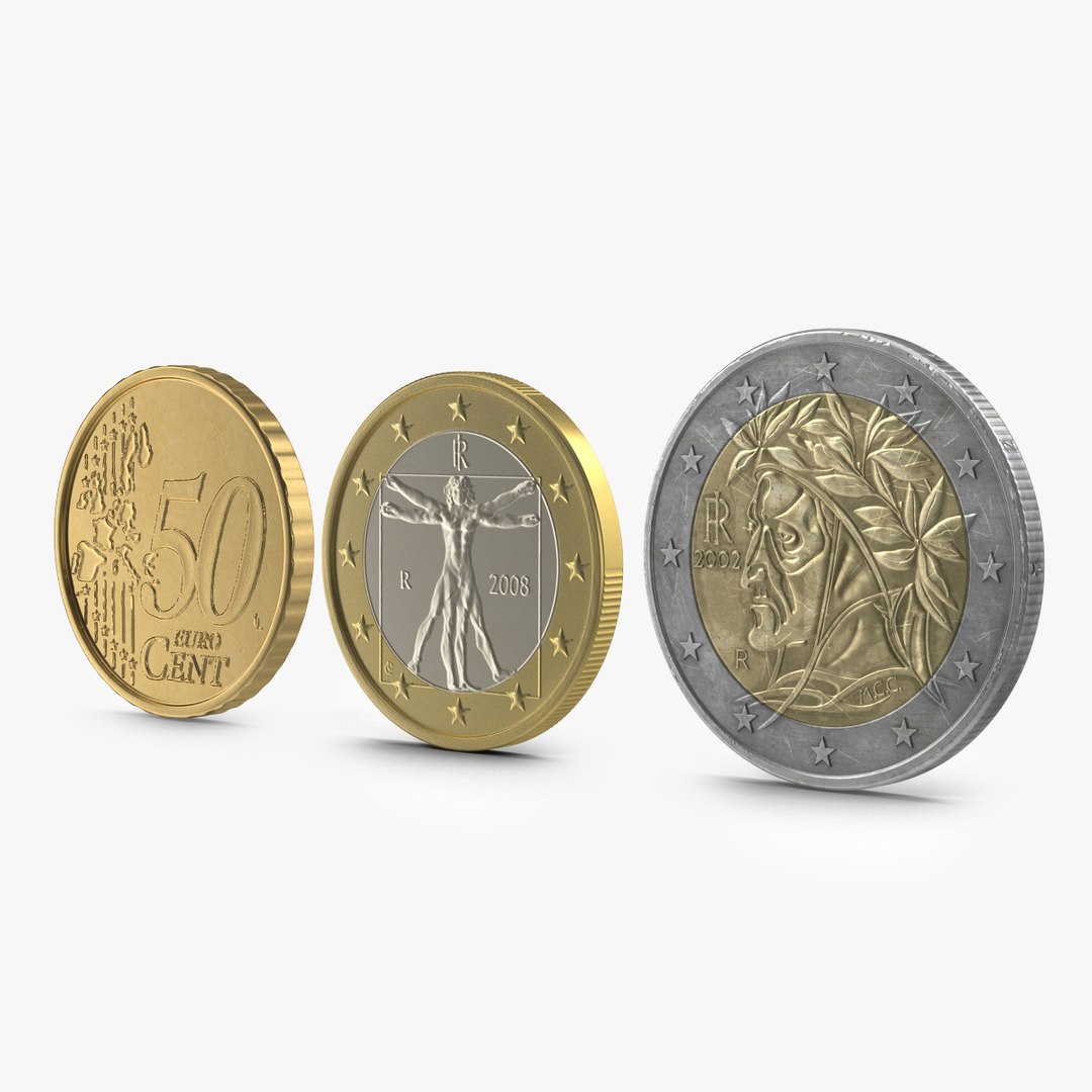 Italian Euro Coins 3D Models Collection 3D model preview