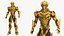 Robô de combate de ficção científica amarelo equipado