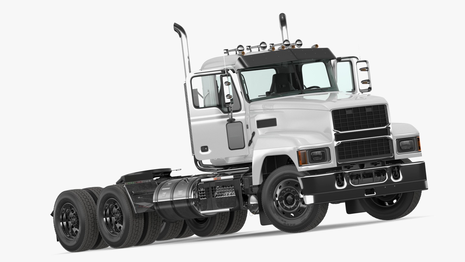 Medium Duty Truck White Rigged 3D model preview