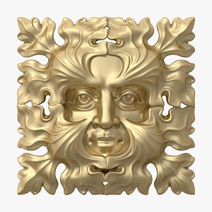 Green Man Square Rosette 3D model