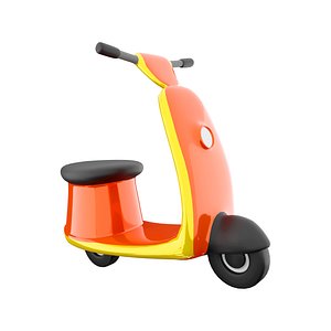 3d orange and yellow color scooter icon model