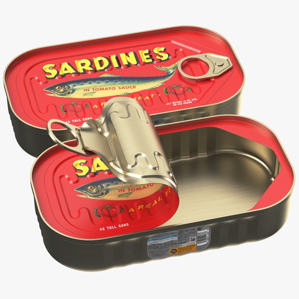 3D Two Detailed Sardines Tin Cans