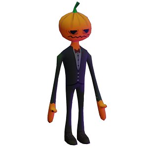 Mr Pumpkin Low Poly Animated 3D model