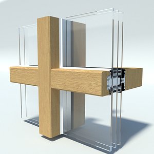 Timber curtain wall wood