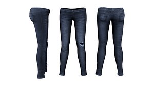 Ladies Skinny Low Rise Jeans 3D model