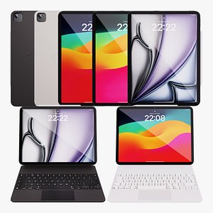 3D iPad Air 13 inch Space Gray M2 2024 With Magic Keyboard model