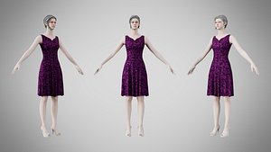 Dress 36 Amethyst Glow Velvet 3D model