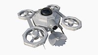 SciFi Military Drone I01 White - War Vehicle Fantasy