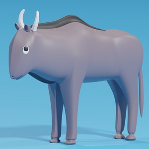 Cartoon Cute Wildebeest 3D model