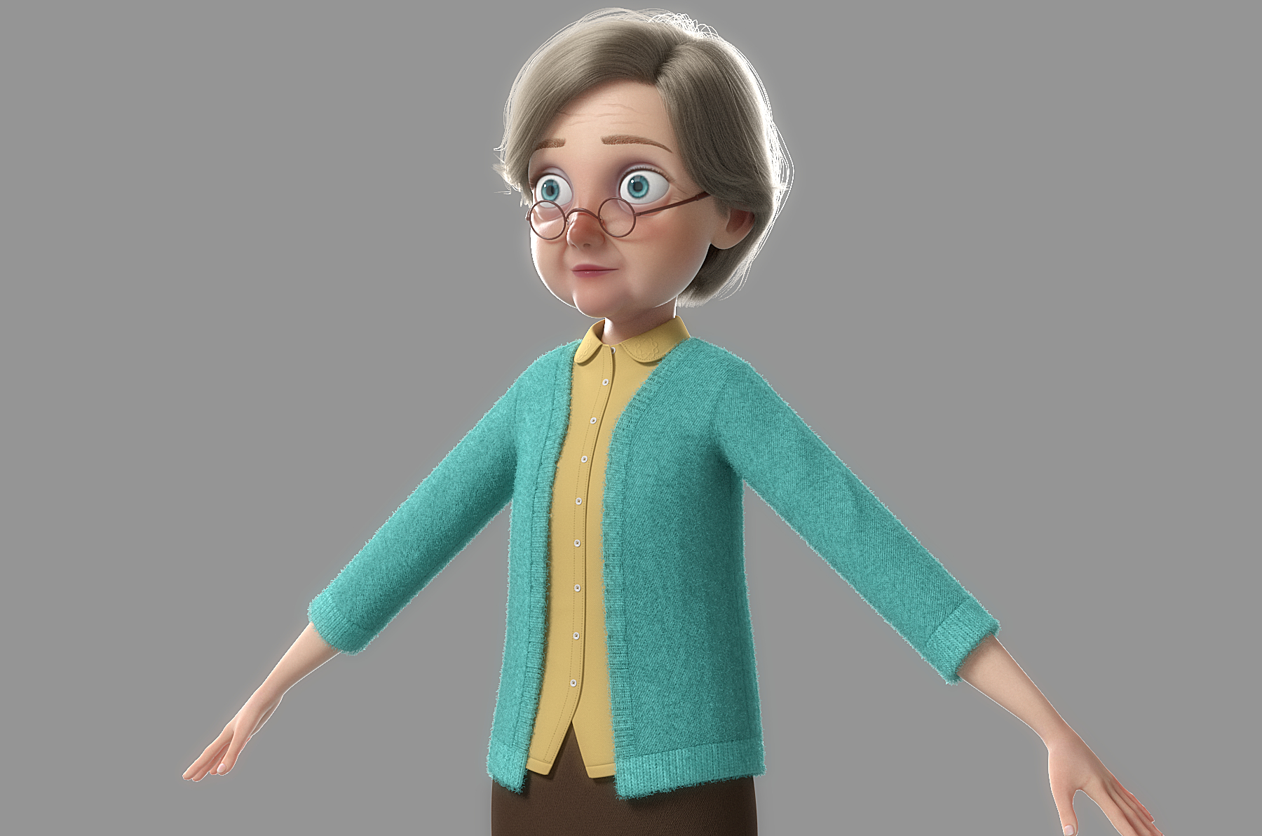 Cartoon old woman character 3D model - TurboSquid 1276765