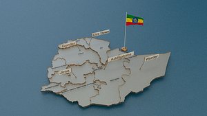 Ethiopia detailed Map with Animated Flag