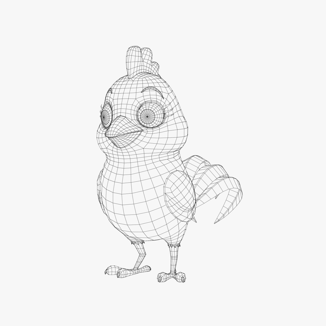 cartoon baby chicken 3d model