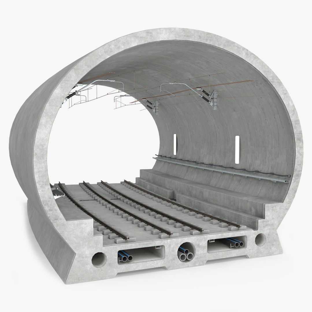 Railway Subway Cross Section Bend 3D model preview