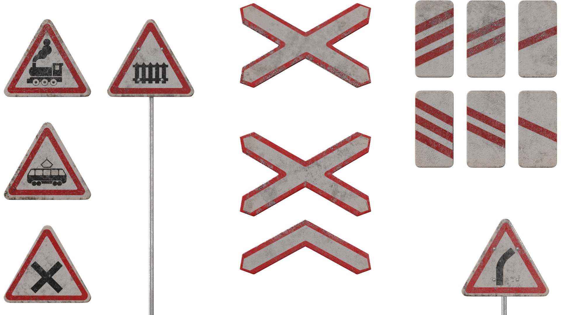 Warning Road Signs 13Dモデル - TurboSquid 1958317