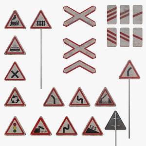 3D Warning Road Signs 1 model