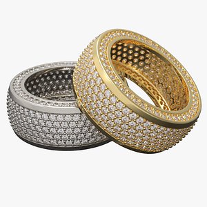 3D Iced out Cuban Ring