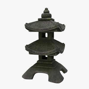 3D model Japanese Stone Lantern Pagoda 3D Model - Zen Garden Ornament
