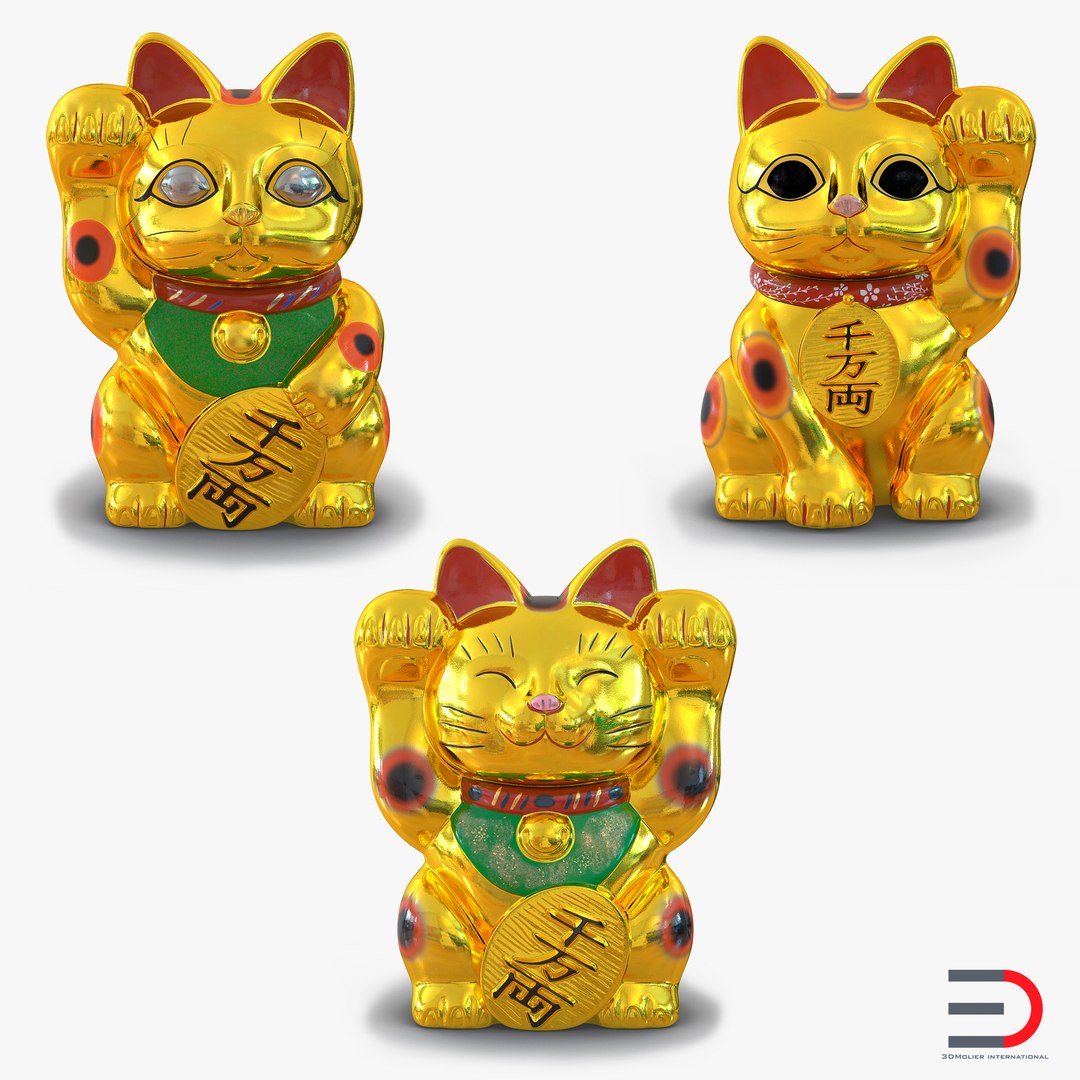 Golden Maneki Neko Collection 3D model preview