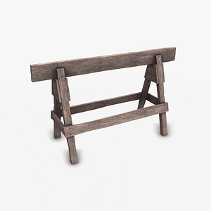 3D A Frame Wooden Barricade Low-poly PBR model