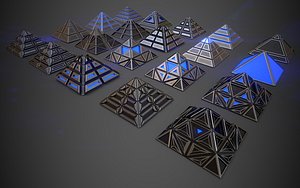 3D Sci-Fi Pyramid Metal
