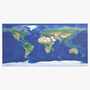 3D model World Topographic Map w Basin