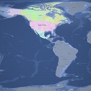 3D USACANMEX 3D Map-Lat  Long-States-Standard model