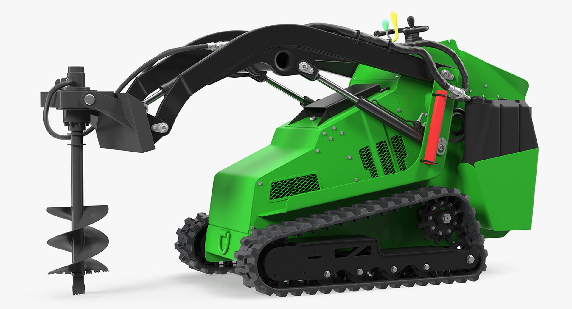 Mini Skid Steer Loader with Auger 3D Model 3D model preview
