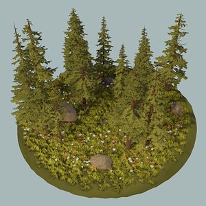 Seasonal Pine Trees And Rocks Pack