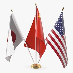 Table Flags USA China Japan