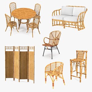 Bamboo Rattan Furniture  Collection 2 3D model