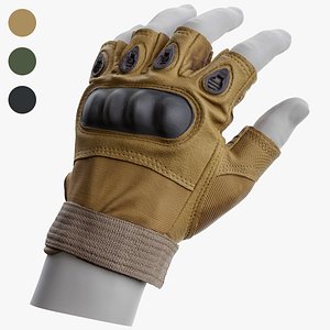 Military Half Finger Gloves 3D model