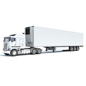 3D Truck with Reefer Refrigerator Trailer model