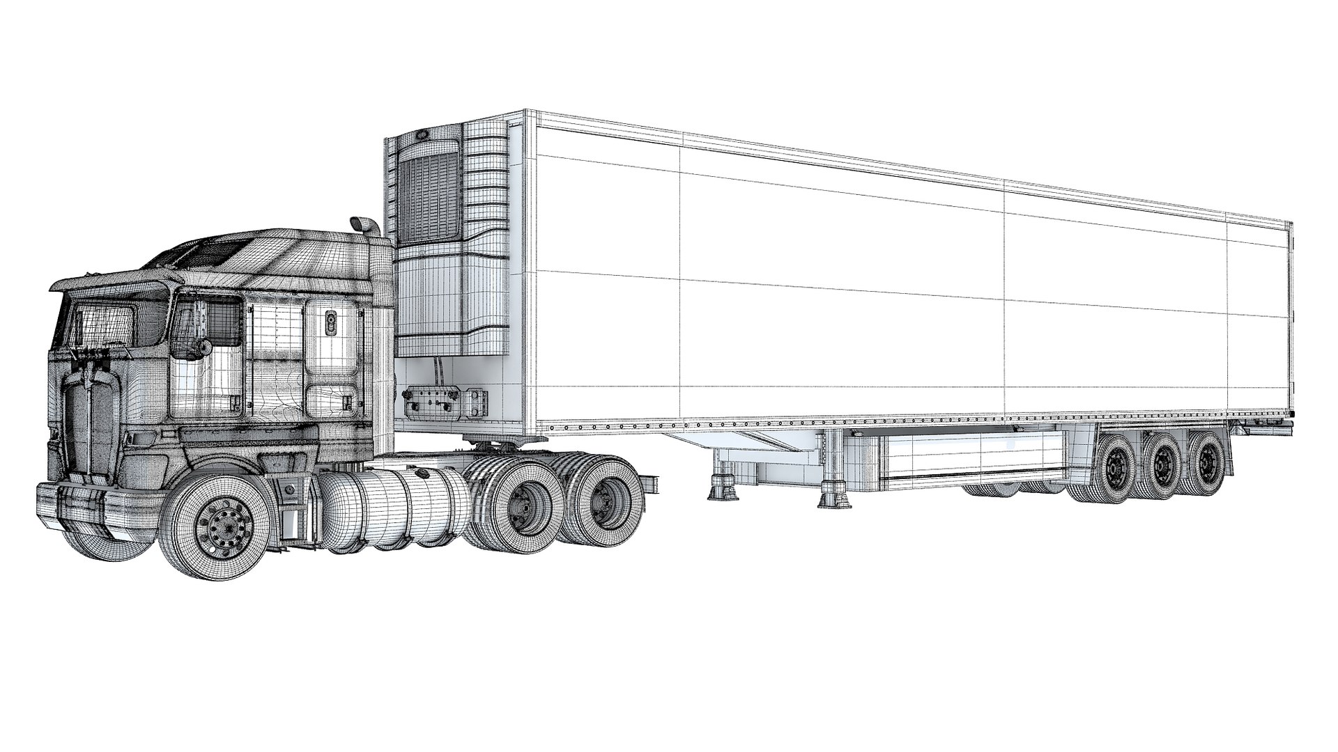 3D Truck With Reefer Refrigerator Trailer Model - TurboSquid 2159937