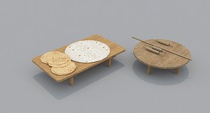 Medieval Dough Bread Set 3D model