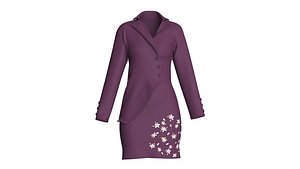 3D model Ladies Long Sleeve Overlap Shirt Dress