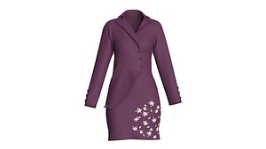 Ladies Long Sleeve Overlap Shirt Dress