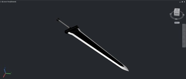 kirito black iron greatsword 3d dwg