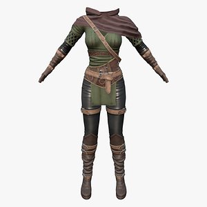 Medieval Fantasy Archer Outfit Top Pants Boots Gloves