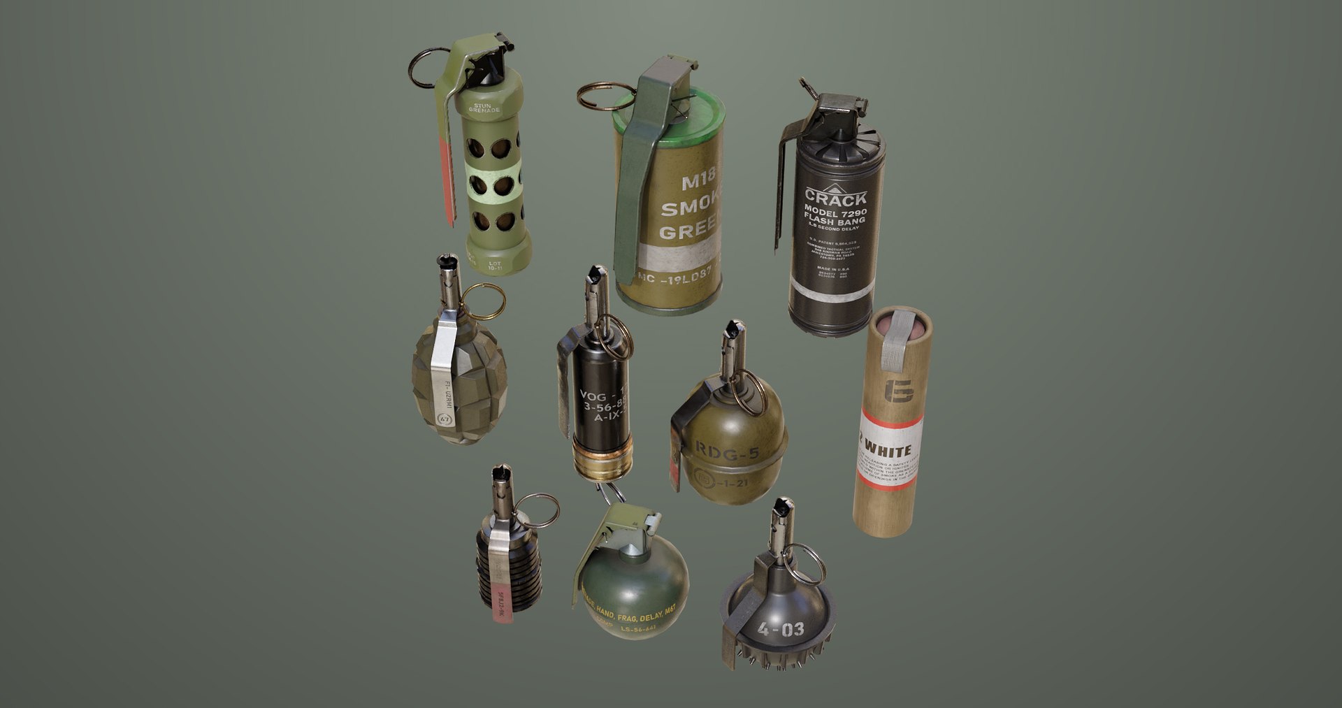 3D 10 Grenades Single Mat All PBR Unity UE Textures model https://p.turbosquid.com/ts-thumb/R3/08I6rk/De/grenades_00024/jpg/1716982632/1920x1080/fit_q87/2d0cbbc15117cf647897a24999231f1c75fb3860/grenades_00024.jpg