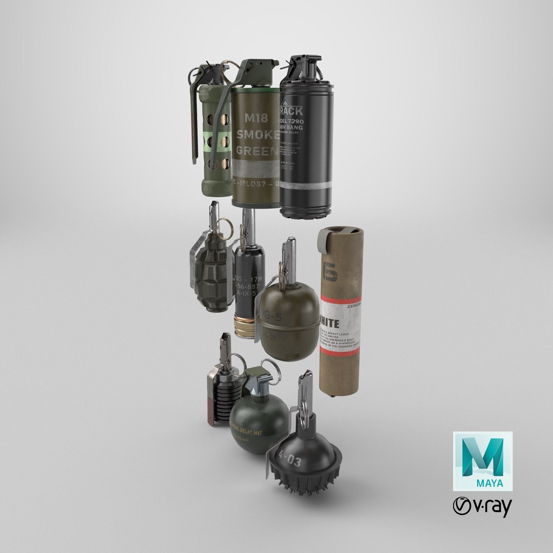 3D 10 Grenades Single Mat All PBR Unity UE Textures model https://p.turbosquid.com/ts-thumb/R3/08I6rk/Rq/stemcell_maya_vray_render/png/1740415200/1920x1080/fit_q87/6efcf75665e5e4a55cbe0a03b0c6d4b5d904376b/stemcell_maya_vray_render.jpg