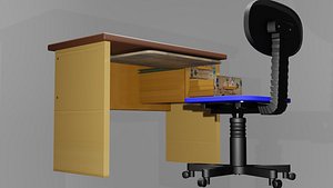 Computer Table and Chair 3D model
