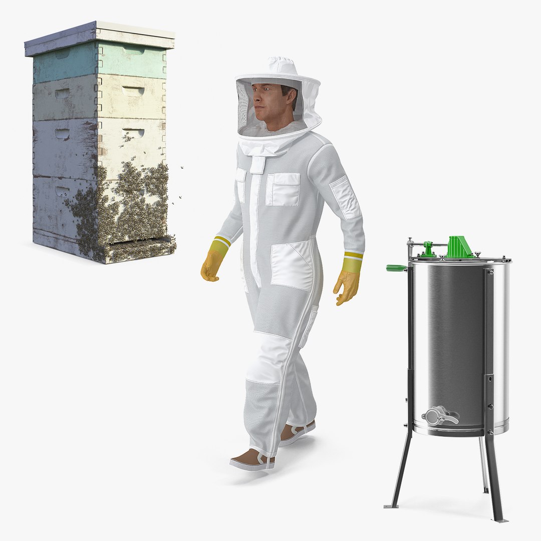Beekeeper with Honey Farm Collection 3D model preview