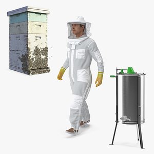 Beekeeper with Honey Farm Collection 3D