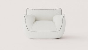 Modern Oversized Linen Armchair with Piped Cushion Edges