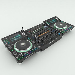 Denon DJ Media Player SC5000M PRIME and Pioneer  DJM-A9 mixer 3D model