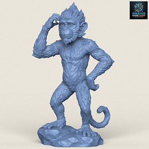 3D Thinking Monkey Statue Print Ready 3D Model