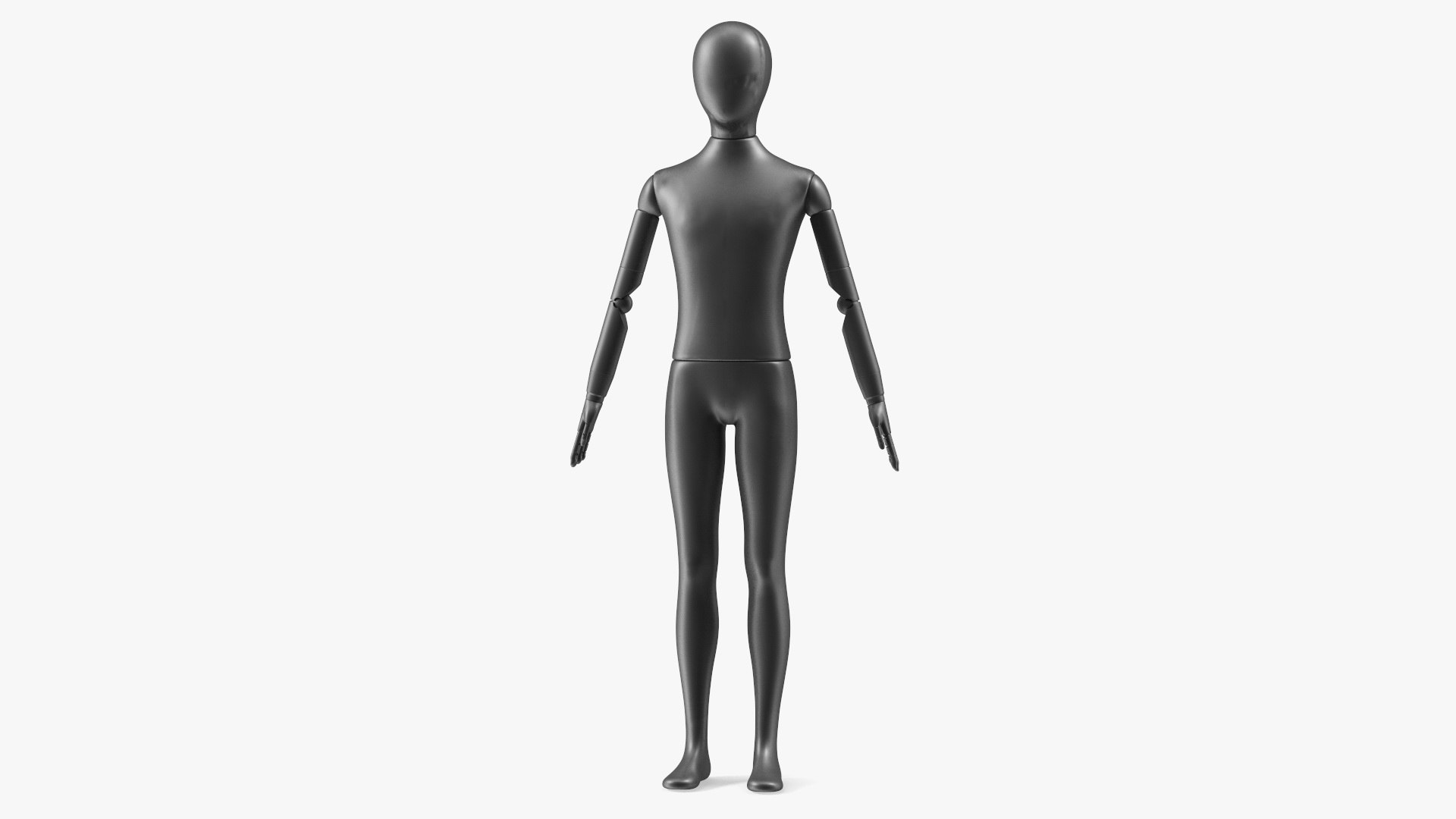 Flexible Child Mannequin Black Rigged 3D model preview