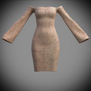 Female Vintage dress - fitted dress 3D model