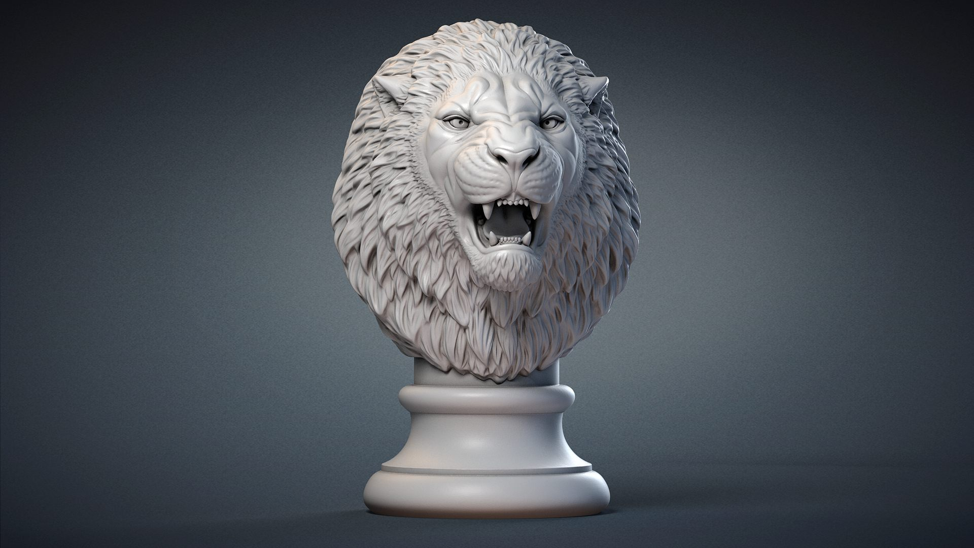 Lion Angry Head Statue Animal Sculpture Model - TurboSquid 1976124