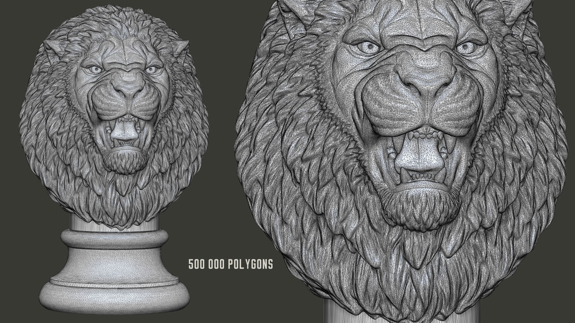 Lion Angry Head Statue Animal Sculpture Model - TurboSquid 1976124